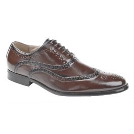 Dark brown brogue hire shoes - Anthony Formal Wear