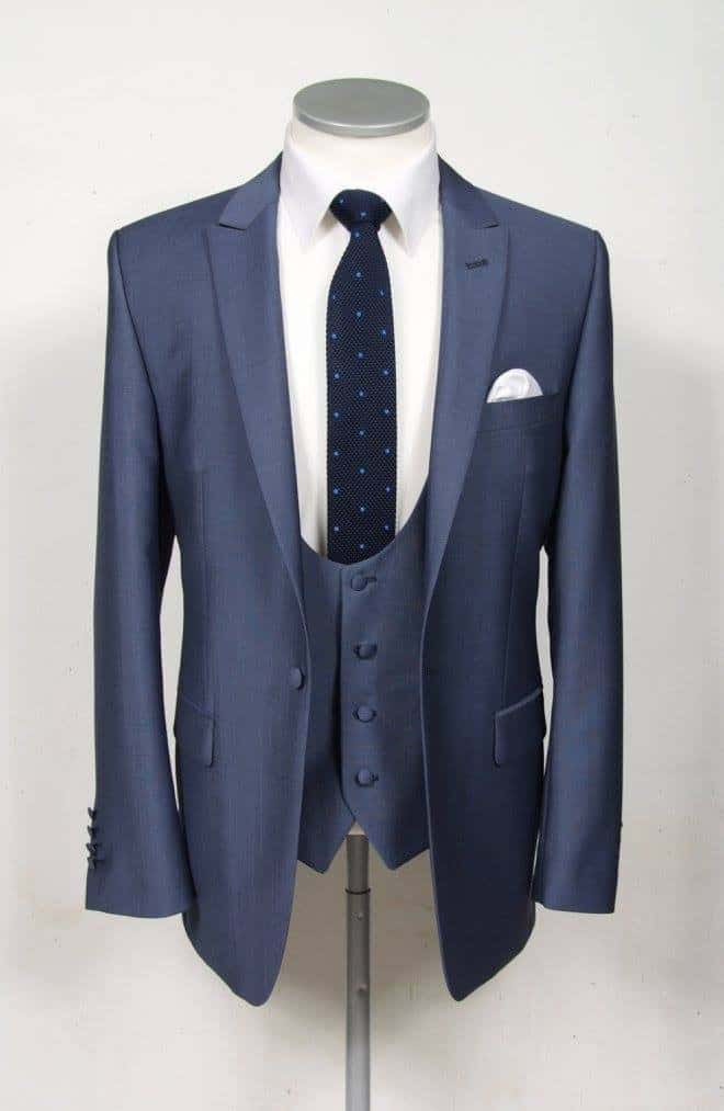slim fit blue wedding suit