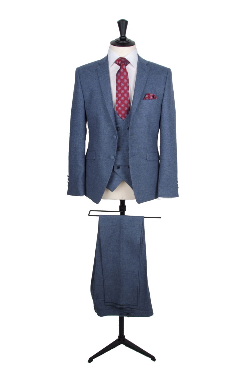 vintage blue tweed suit hire