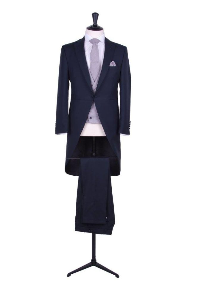 Grooms navy slim fit hire tailcoat