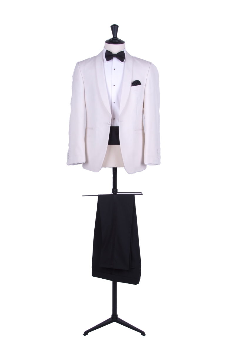 White shawl collar hire evening suit