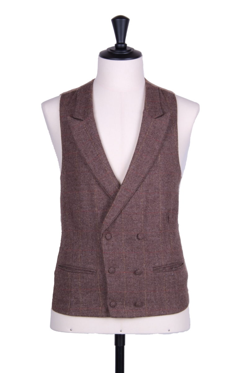 Brown tweed waistcoat double breasted