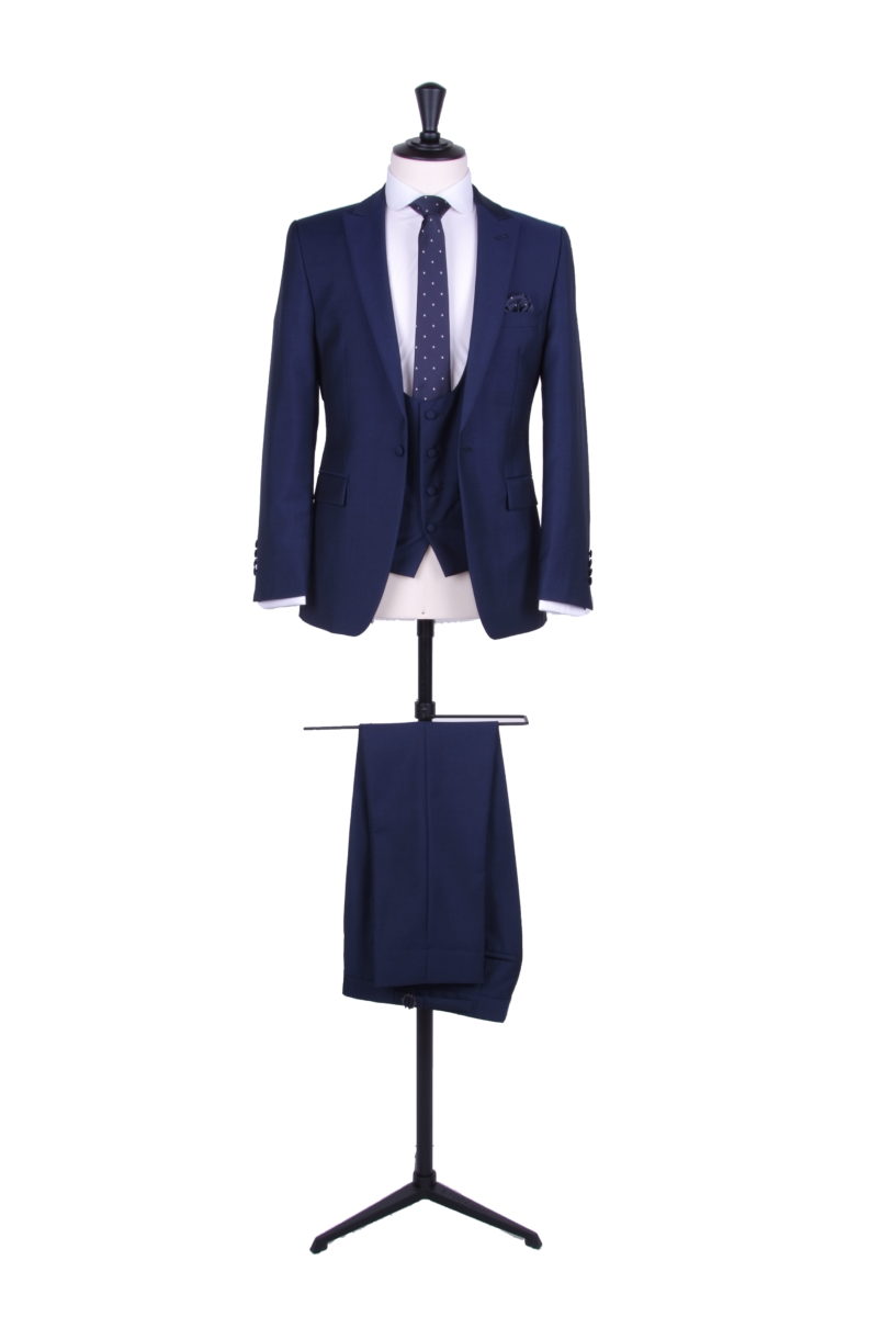royal blue wedding suit with scoop waistcoat