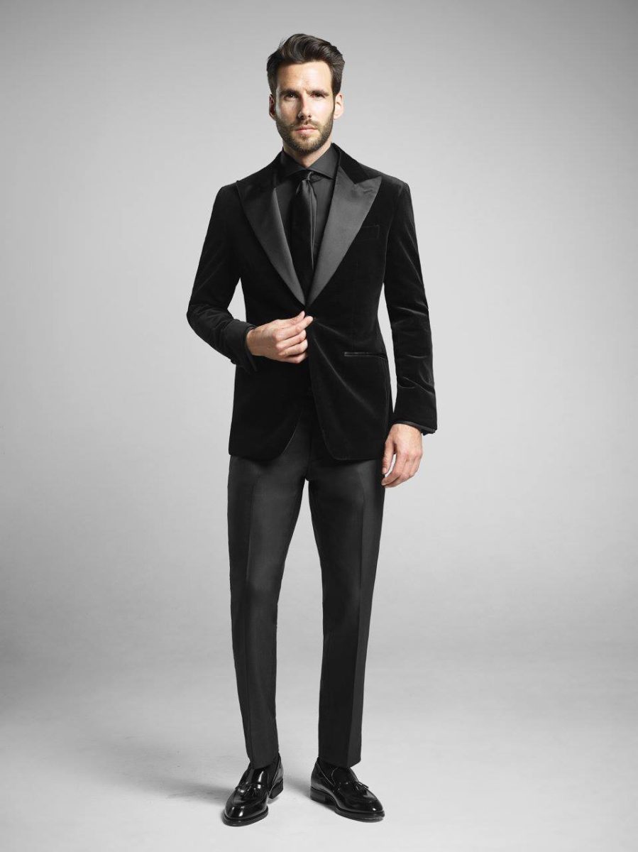 Black velvet dinner suit - custom made