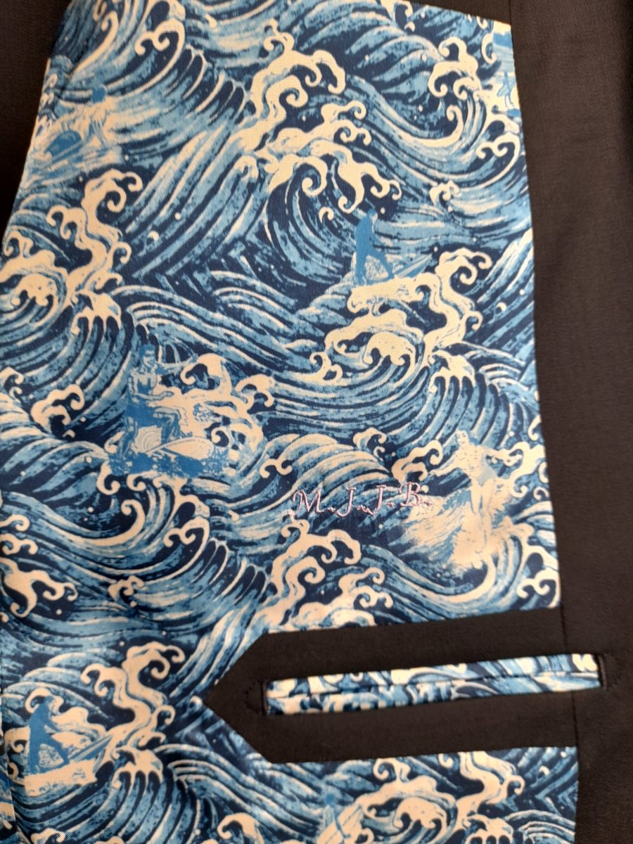 Ocean waves jacket lining