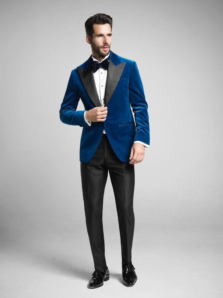 Royal blue velvet wedding suit