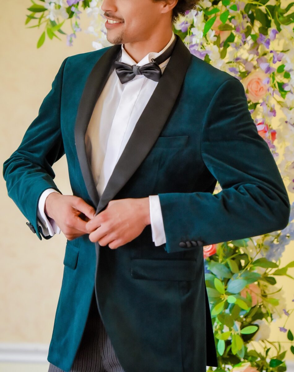 2023 custom made teal green velvet dinner suit