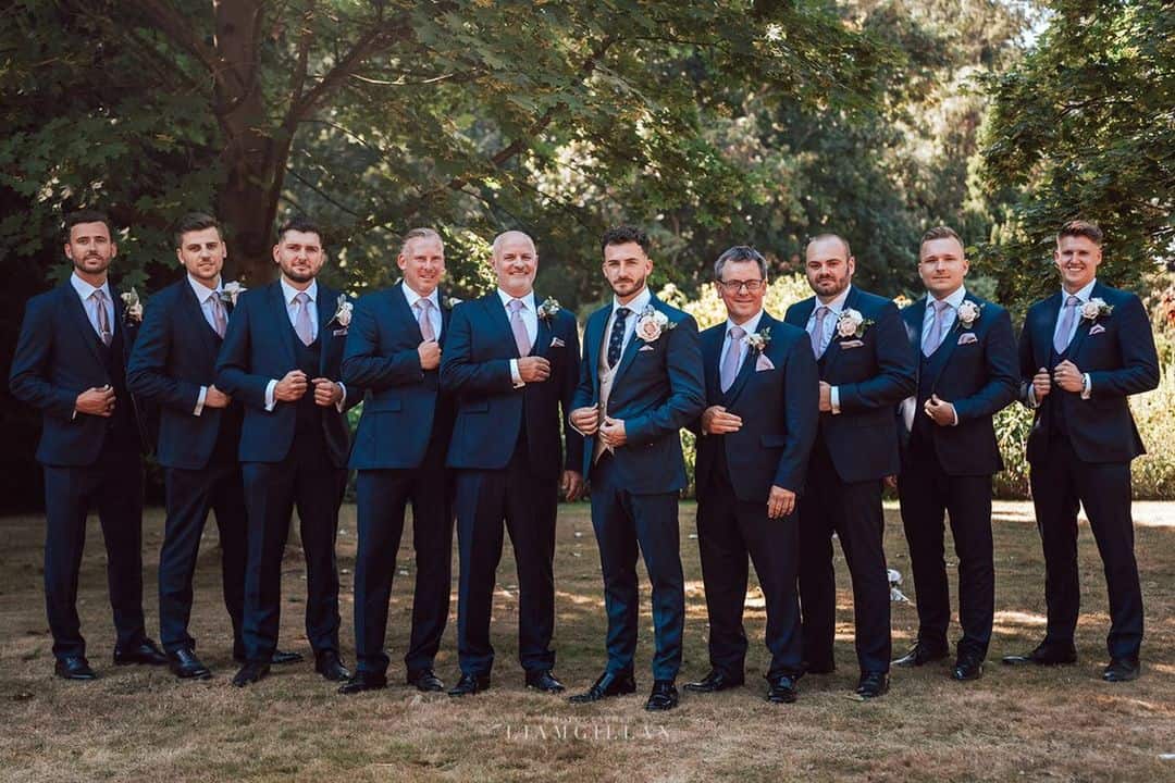 The groomsmen all wore a 3 piece ink suit from our hire range