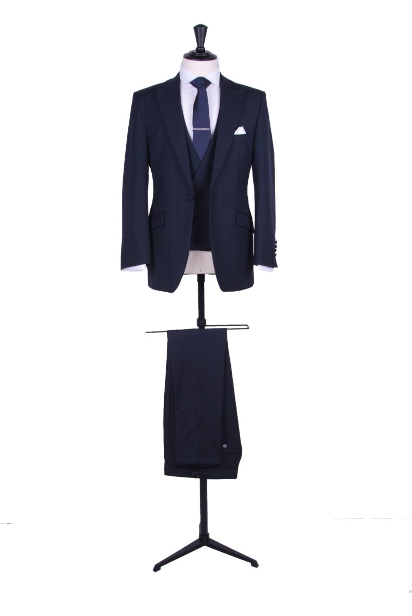 Navy light weight wool slim fit lounge suit with mathcing CDB waistcoat
