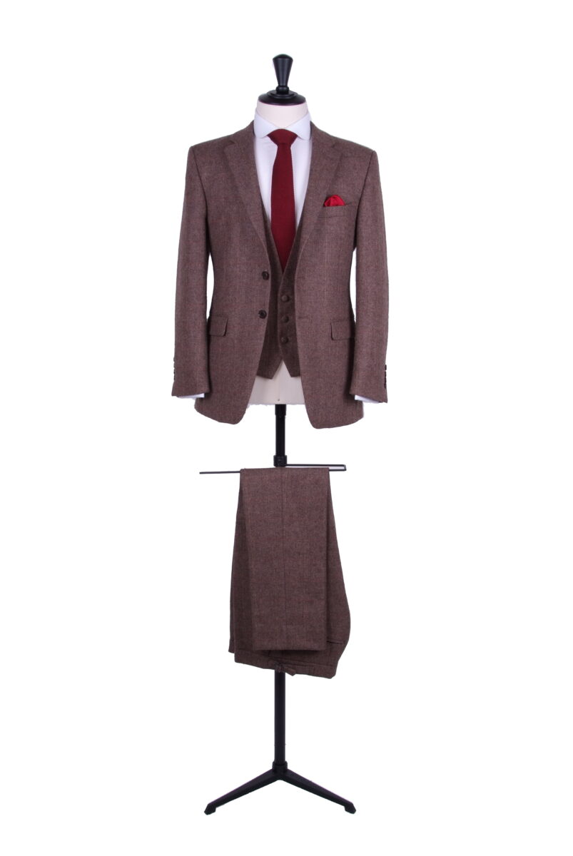 Brown with matching 3 button waistcoat