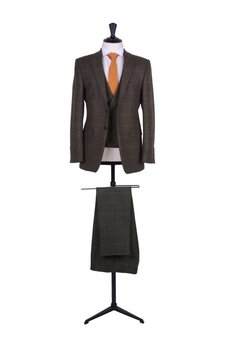 Green & gold tweed with a match DB waistcoat