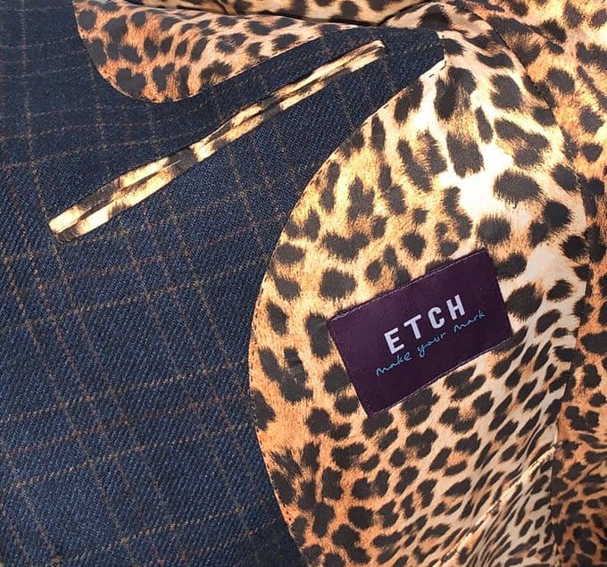 Custom made suit with leopard lining