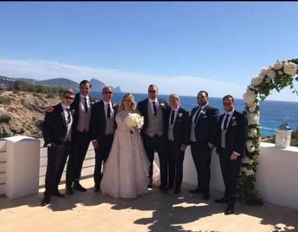 For his destination wedding to Ibiza Mr Budden chose our navy hire suits