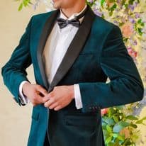 Green velvet custom made wedding suit