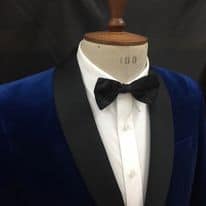 Custom made royal blue velvet shawl dinner suit