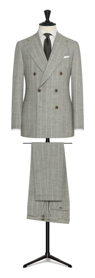 Light grey check double breasted suit