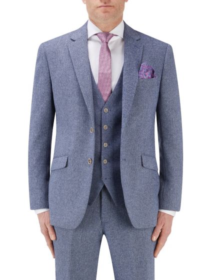 Blue tweed herringbone suit