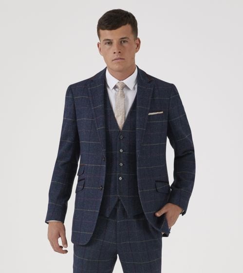 Navy check ready to wear suit