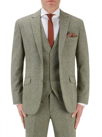 Sage green tweed suit