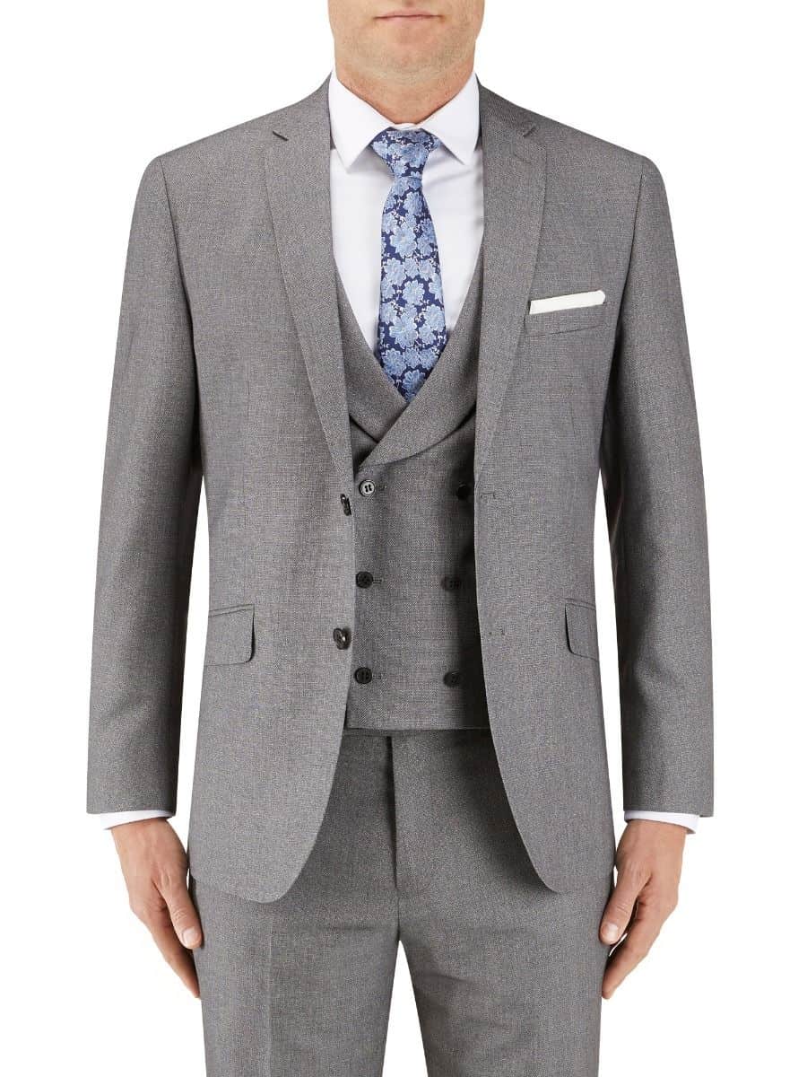 Silver textured suit with DB waistcoat