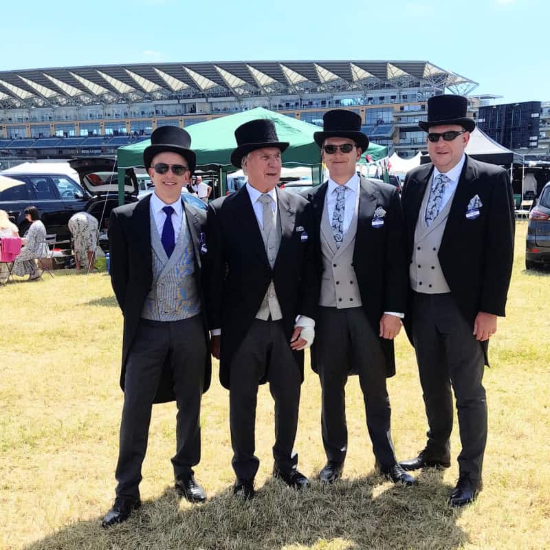 Anthony on the far right, founder & father, Bernard 2nd on left. Heading to the Royal enclosure 2023