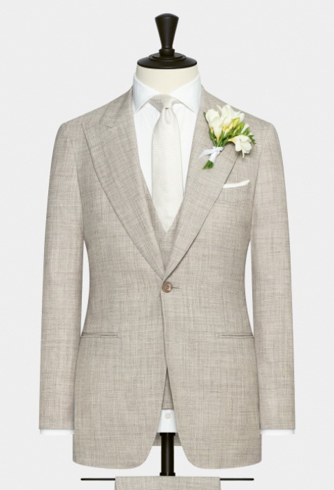 Beige textured wedding suit MTM