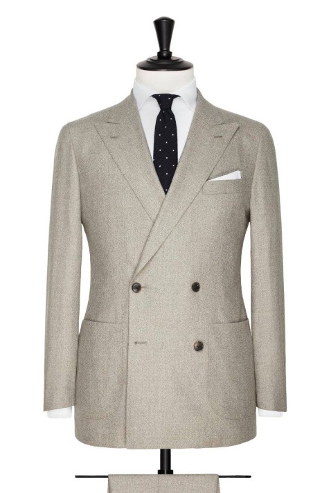 Beige wedding suit double breasted MTM