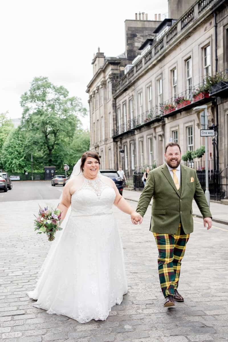 Chris Barrett in his Scottish theme coloured wedding suit, made to measure