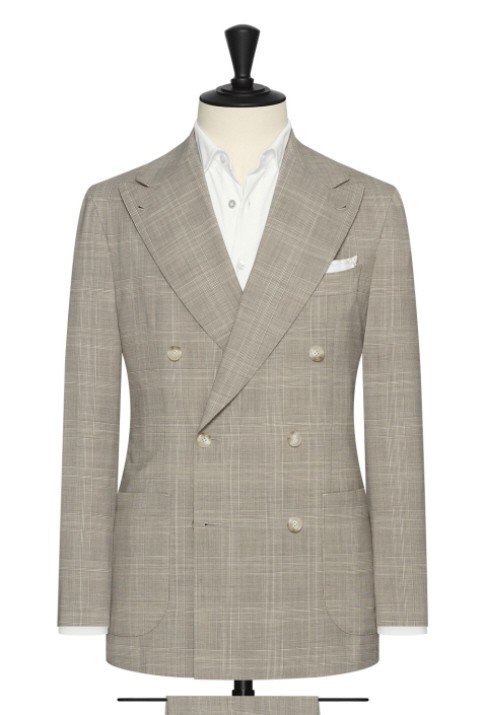 Double breasted textured beige MTM suit